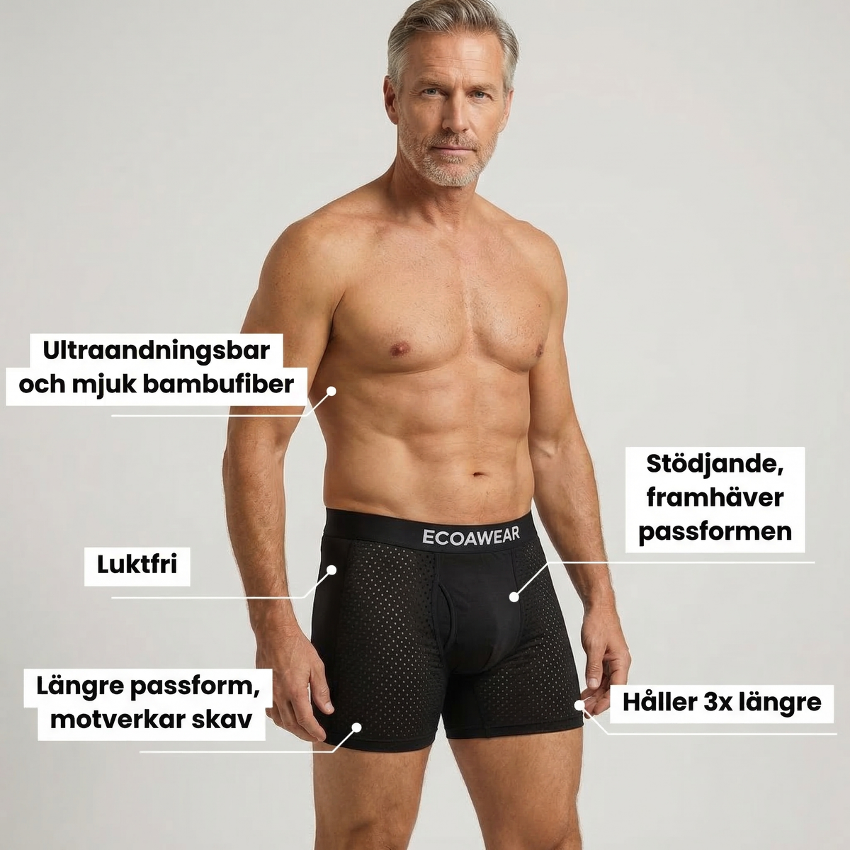 ECOAWEAR® Bambuboxers 5-Pack - 6cm längre ben + gylf!, bild 2