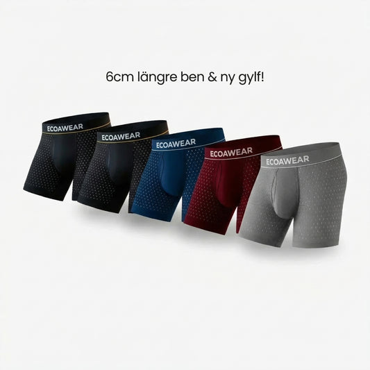 ECOAWEAR® Bambuboxers 5-Pack | 6cm längre ben + gylf!