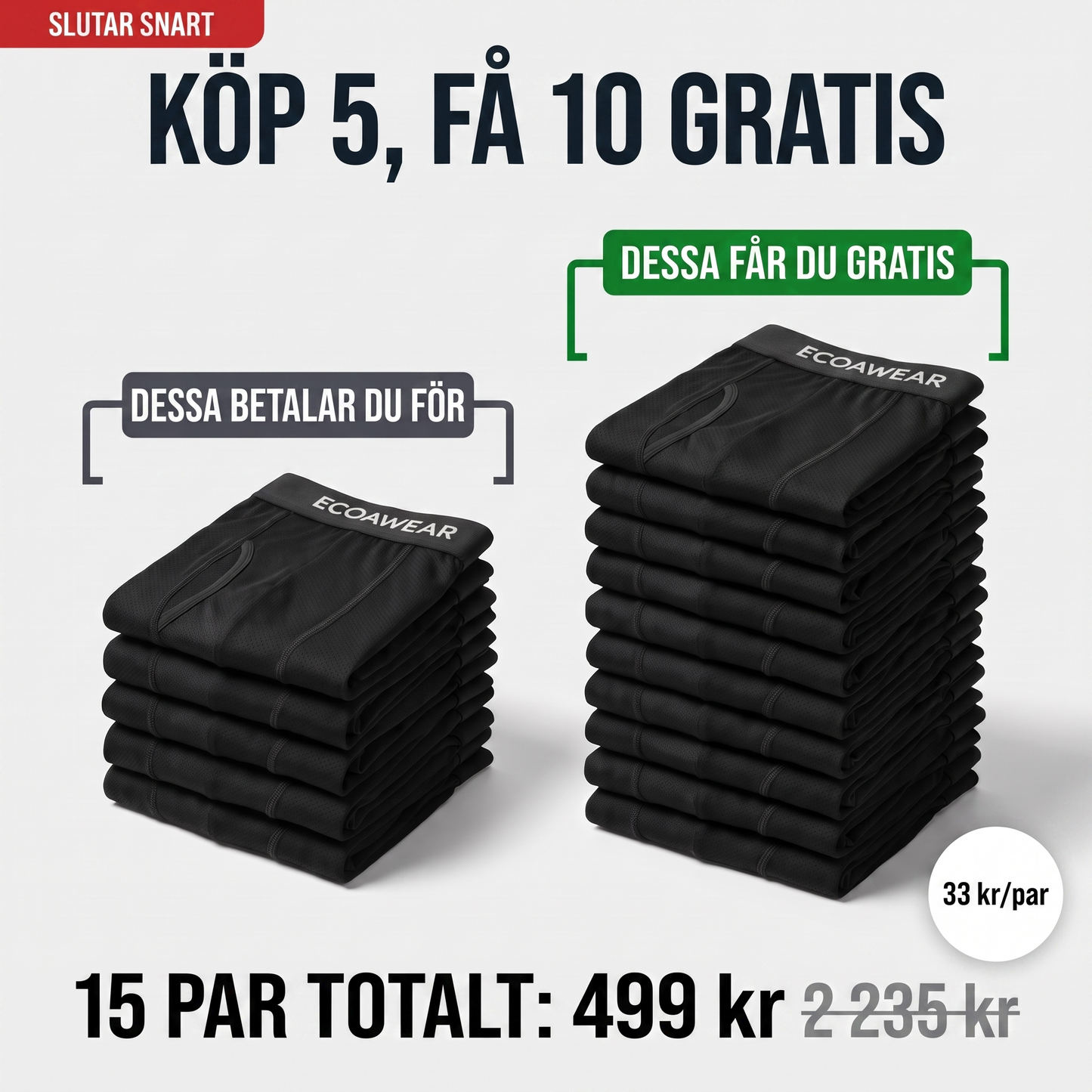 ECOAWEAR® Bambuboxers 5-Pack | Få 10 extra GRATIS